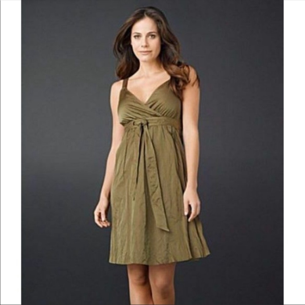 EILEEN FISHER STEEL SATIN OLIVINE DRESS